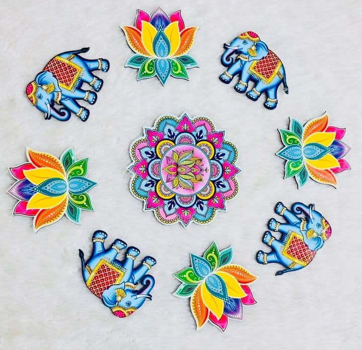 Elephant & Lotus Rangoli Set