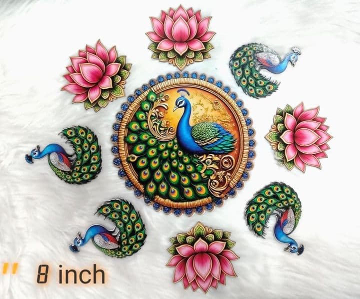Peacock Rangoli Set · 8 in