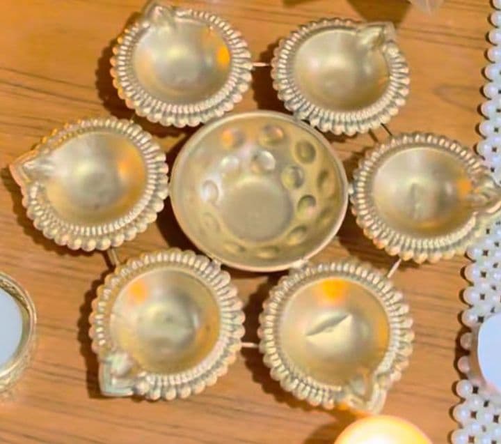 German Silver Diya Set · 7 pc